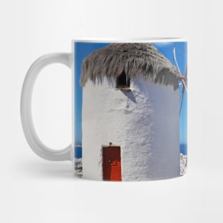 Great view at the port and Chora from a windmill of Mykonos, Greece Mug